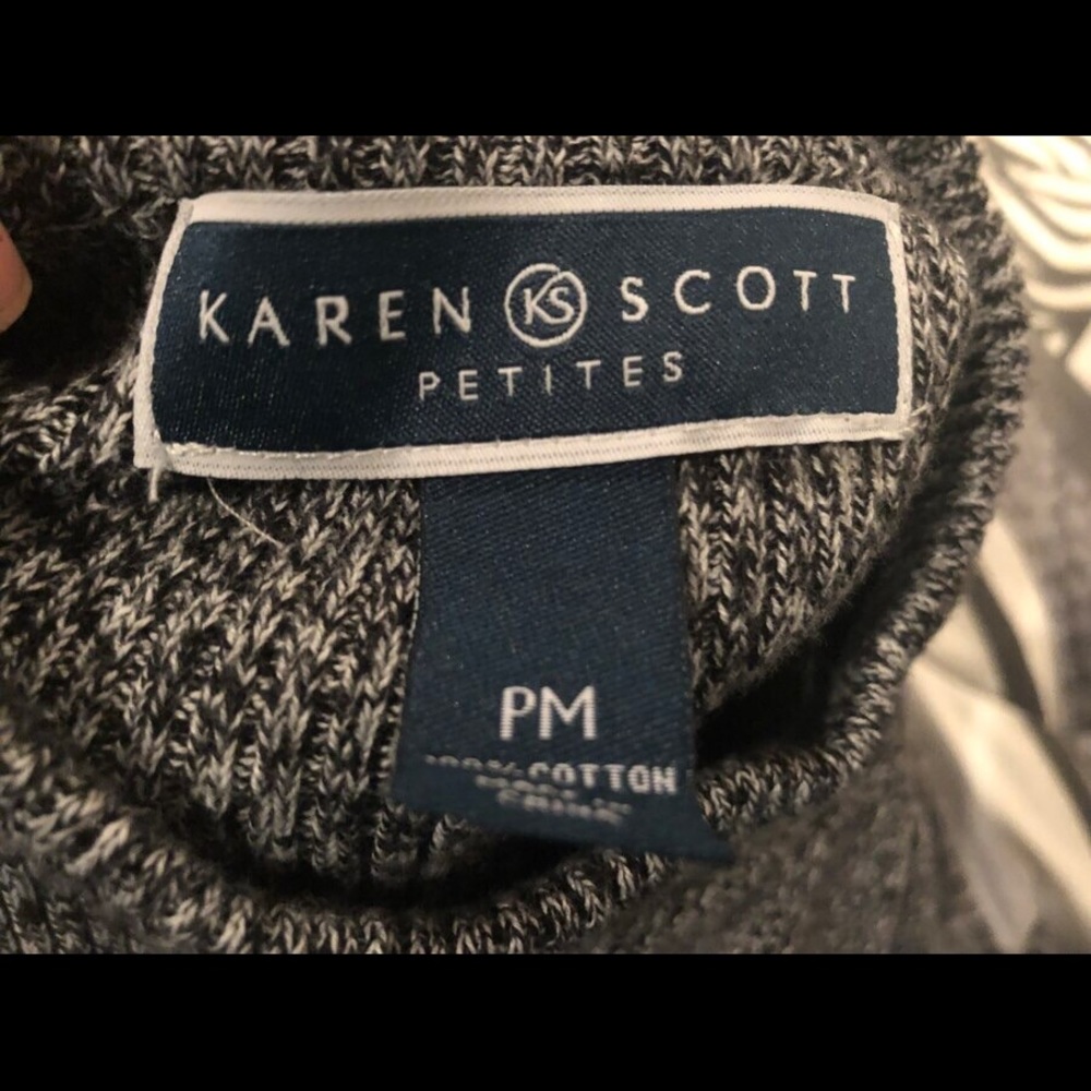 Karen Scott Petite Cotton Mock-Neck Sweater. - Picture 3 of 3